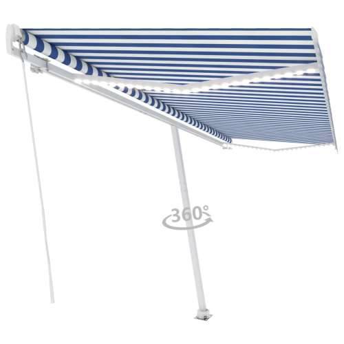 Tenda na ručno uvlačenje s LED svjetlom 500x300 cm plavo-bijela - Plava i bijela 500 x 300 cm 1 Cijena