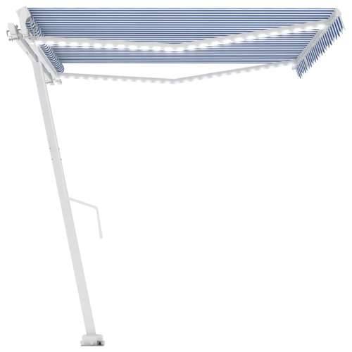 Tenda na ručno uvlačenje s LED svjetlom 450x350 cm plavo-bijela - Plava i bijela 450 x 350 cm 1 Cijena