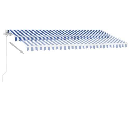 Tenda na ručno uvlačenje s LED svjetlom 450x350 cm plavo-bijela - Plava i bijela 450 x 350 cm 1 Cijena