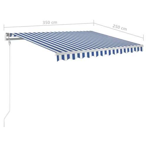 Tenda na ručno uvlačenje s LED svjetlima 3,5x2,5 m plavo-bijela - Plava i bijela 3.5 x 2.5 m 1 Cijena