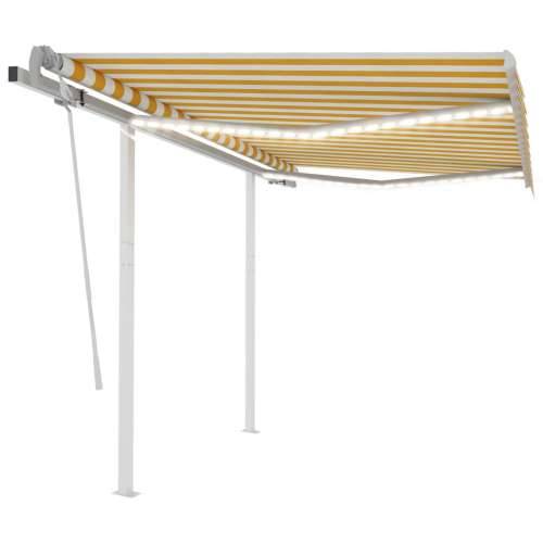 Tenda na ručno uvlačenje s LED svjetlima 3,5x2,5 m žuto-bijela - Žuta i bijela 3.5 x 2.5 m 1 Cijena