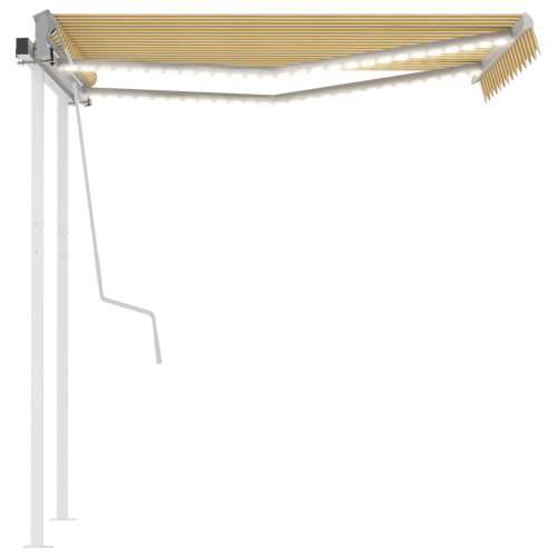 Tenda na ručno uvlačenje s LED svjetlima 3,5x2,5 m žuto-bijela - Žuta i bijela 3.5 x 2.5 m 1 Cijena