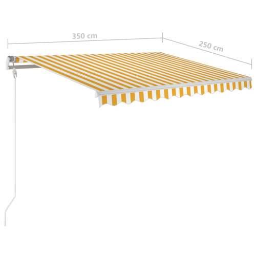 Tenda na ručno uvlačenje s LED svjetlima 3,5x2,5 m žuto-bijela - Žuta i bijela 3.5 x 2.5 m 1 Cijena