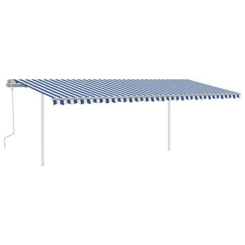 Tenda na ručno uvlačenje s LED svjetlom 6x3 m plavo-bijela - Plava i bijela 6 x 3 m 1 Cijena