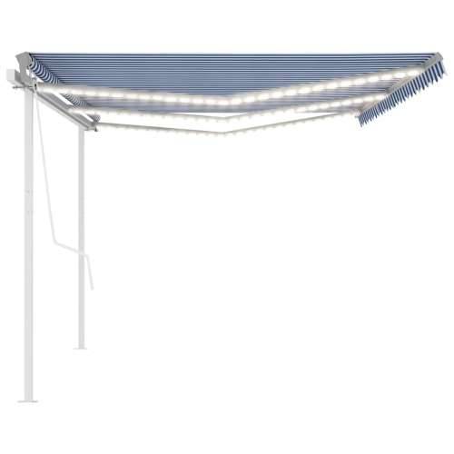 Tenda na ručno uvlačenje s LED svjetlom 6x3 m plavo-bijela - Plava i bijela 6 x 3 m 1 Cijena