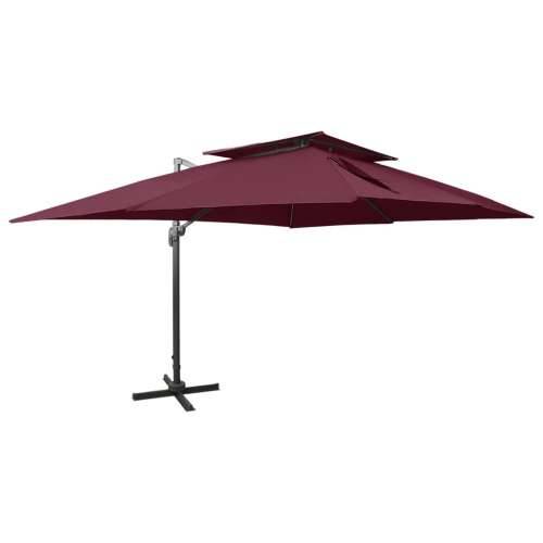 Konzolni vrtni suncobran s dvostrukim vrhom 400 x 300 cm bordo - Bordo crvena 300 x 400 cm 1 Cijena