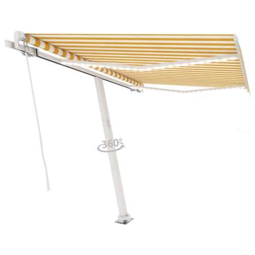 Tenda na ručno uvlačenje s LED svjetlom 350x250 cm žuto-bijela - Žuta i bijela 350 x 250 cm 1 Cijena