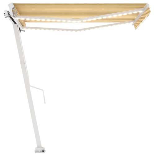 Tenda na ručno uvlačenje s LED svjetlom 350x250 cm žuto-bijela - Žuta i bijela 350 x 250 cm 1 Cijena