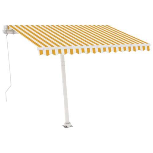 Tenda na ručno uvlačenje s LED svjetlom 350x250 cm žuto-bijela - Žuta i bijela 350 x 250 cm 1 Cijena