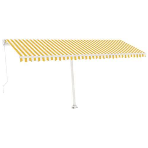 Tenda na ručno uvlačenje s LED svjetlom 500x300 cm žuto-bijela - Žuta i bijela 500 x 300 cm 1 Cijena