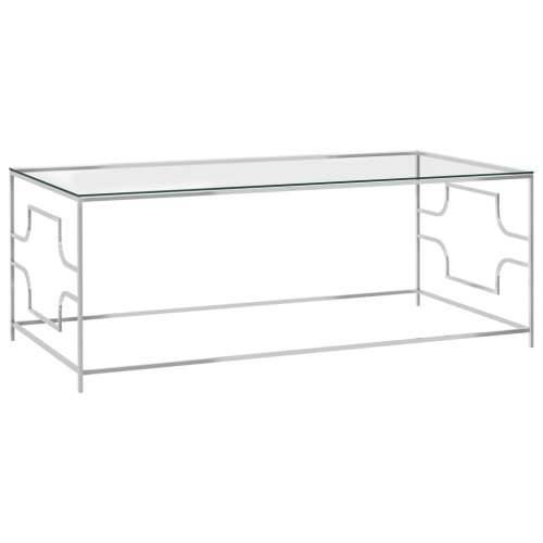 Stolić za kavu srebrni 120x60x45 cm nehrđajući čelik i staklo - 120 x 60 x 45 cm 1 Cijena