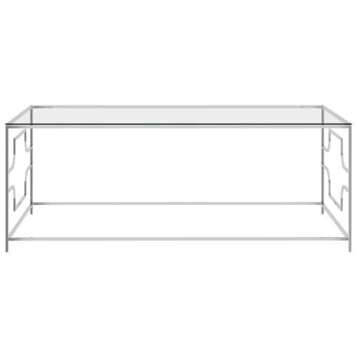 Stolić za kavu srebrni 120x60x45 cm nehrđajući čelik i staklo - 120 x 60 x 45 cm 1 Cijena