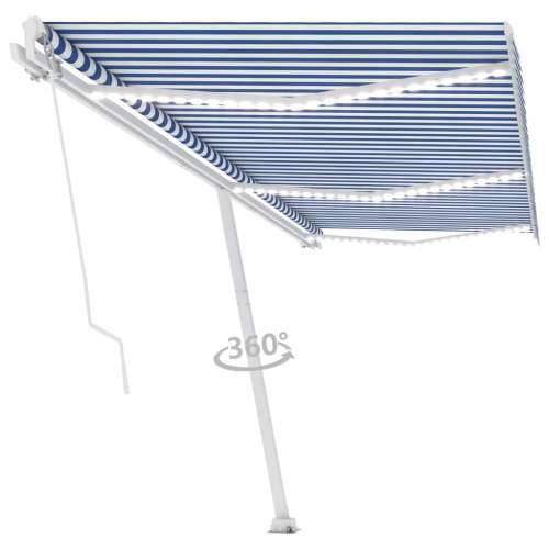 Tenda na ručno uvlačenje s LED svjetlom 600x300 cm plavo-bijela Cijena