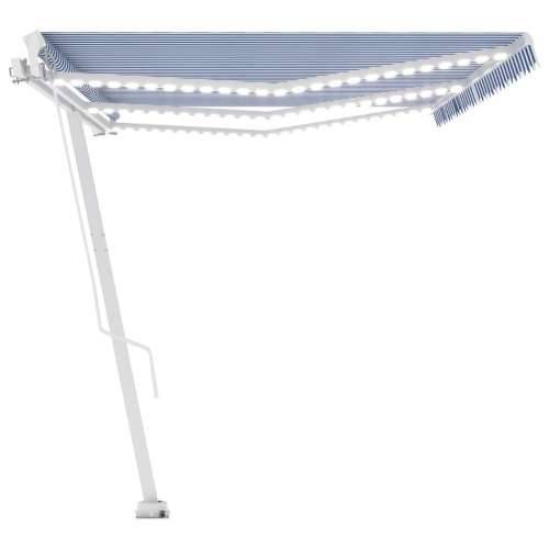 Tenda na ručno uvlačenje s LED svjetlom 600x300 cm plavo-bijela - Plava i bijela 600 x 300 cm 1 Cijena
