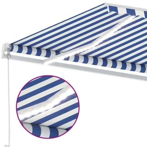 Tenda na ručno uvlačenje s LED svjetlom 600x300 cm plavo-bijela - Plava i bijela 600 x 300 cm 1 Cijena