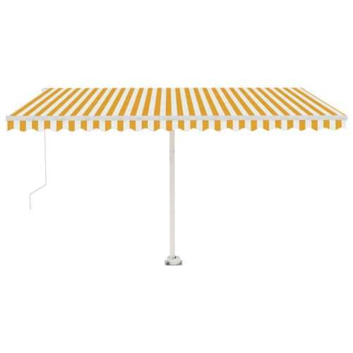 Tenda na ručno uvlačenje s LED svjetlima 450x350 cm žuto-bijela - Žuta i bijela 450 x 350 cm 1 Cijena