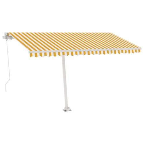 Tenda na ručno uvlačenje s LED svjetlima 450x350 cm žuto-bijela - Žuta i bijela 450 x 350 cm 1 Cijena