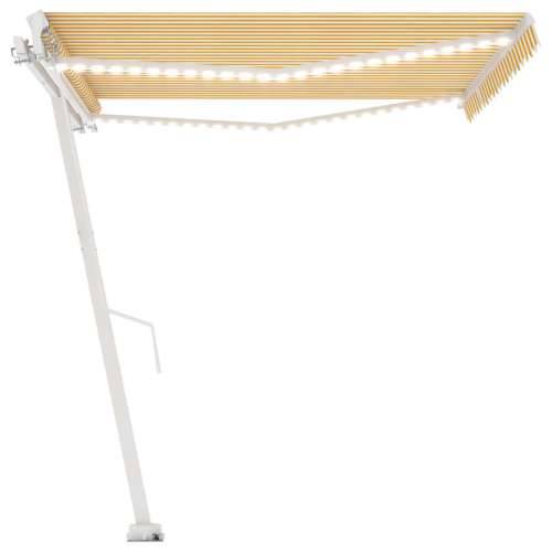 Tenda na ručno uvlačenje s LED svjetlima 450x350 cm žuto-bijela - Žuta i bijela 450 x 350 cm 1 Cijena