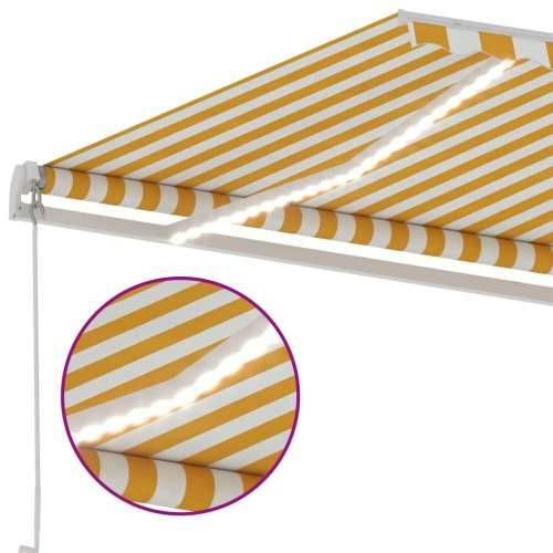 Tenda na ručno uvlačenje s LED svjetlima 450x350 cm žuto-bijela - Žuta i bijela 450 x 350 cm 1 Cijena