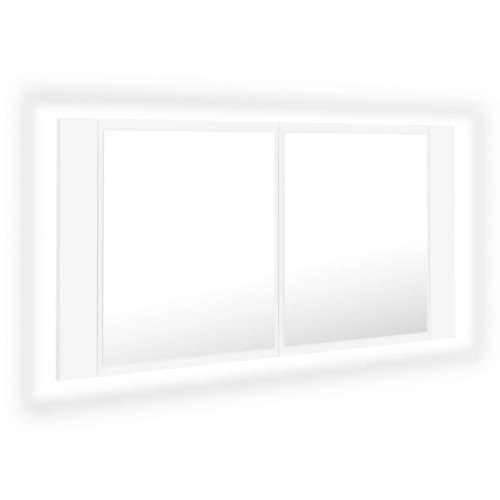 LED kupaonski ormarić s ogledalom bijeli 90x12x45 cm akrilni Cijena