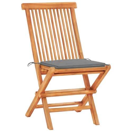 3-dijelni bistro set sa sivim jastucima od masivne tikovine - Siva 3 Cijena