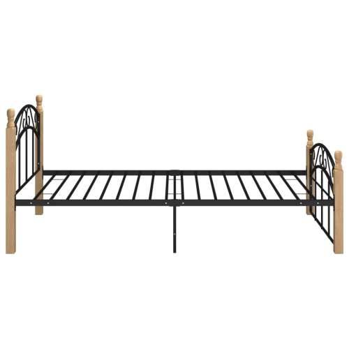 Okvir kreveta crni od metala i masivne hrastovine 90 x 200 cm - Svjetlosmeđa 90 x 200 cm Cijena