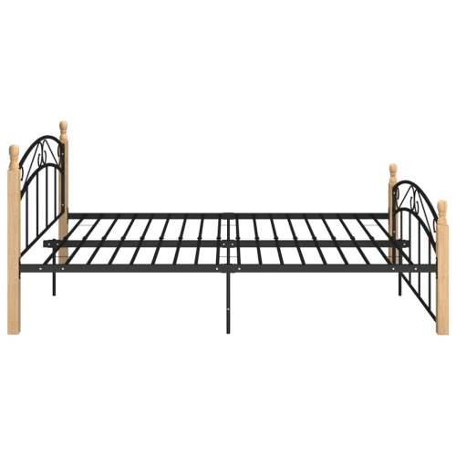 Okvir kreveta crni od metala i masivne hrastovine 140 x 200 cm  - Svjetlosmeđa 140 x 200 cm Cijena