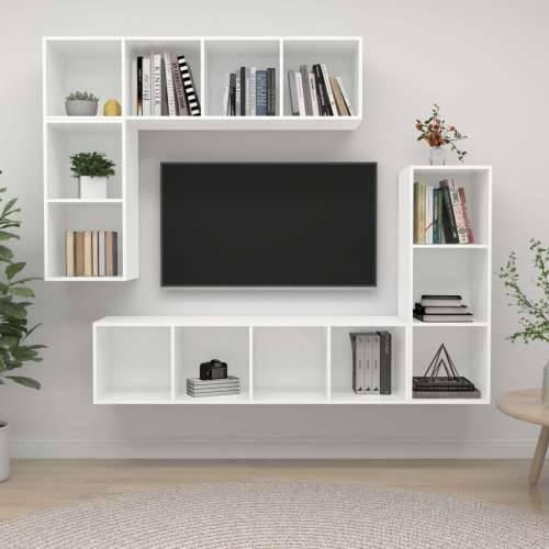 4-dijelni set TV ormarića bijeli od konstruiranog drva - Bijela 1 Cijena