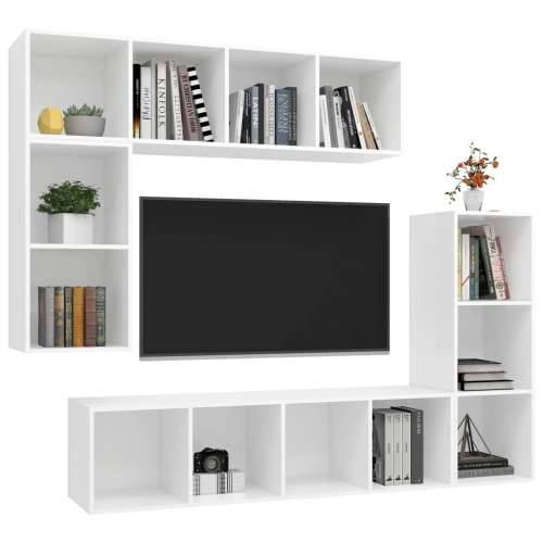 4-dijelni set TV ormarića bijeli od konstruiranog drva - Bijela 1 Cijena