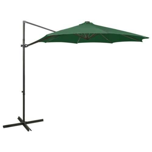 Konzolni vrtni suncobran sa stupom i LED svjetlom 300 cm zeleni - Zelena 1 Cijena