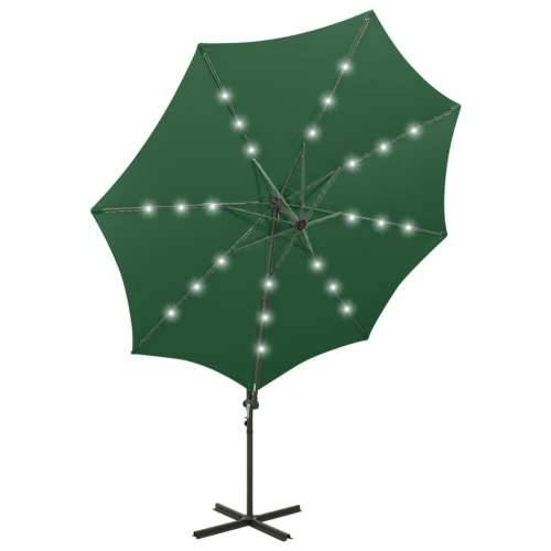 Konzolni vrtni suncobran sa stupom i LED svjetlom 300 cm zeleni - Zelena 1 Cijena