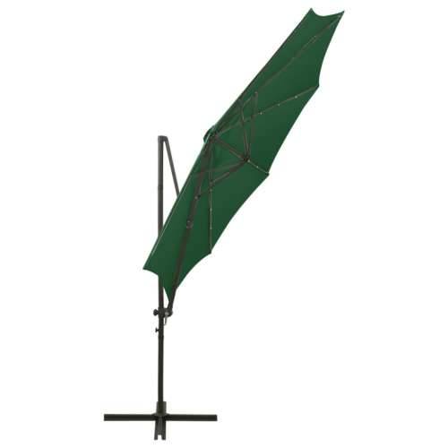 Konzolni vrtni suncobran sa stupom i LED svjetlom 300 cm zeleni - Zelena 1 Cijena