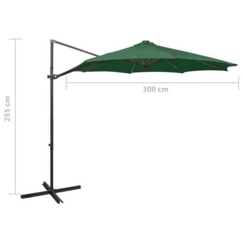 Konzolni vrtni suncobran sa stupom i LED svjetlom 300 cm zeleni - Zelena 1 Cijena
