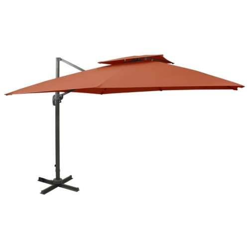 Konzolni vrtni suncobran s dvostrukim vrhom 300x300 cm terakota - Terakota 300 x 300 cm 1 Cijena