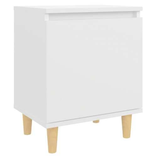 Noćni ormarić s nogama od masivnog drva bijeli 40 x 30 x 50 cm - Bijela 1 Cijena