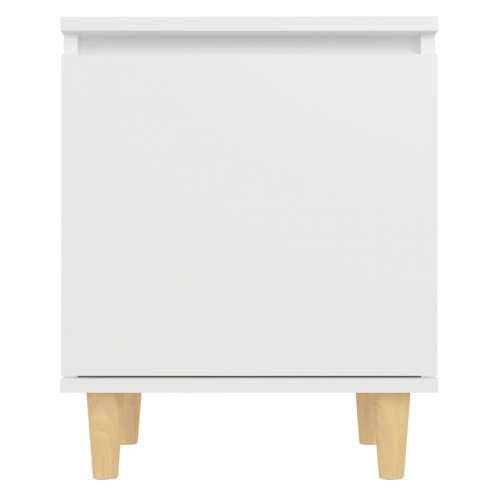 Noćni ormarić s nogama od masivnog drva bijeli 40 x 30 x 50 cm - Bijela 1 Cijena