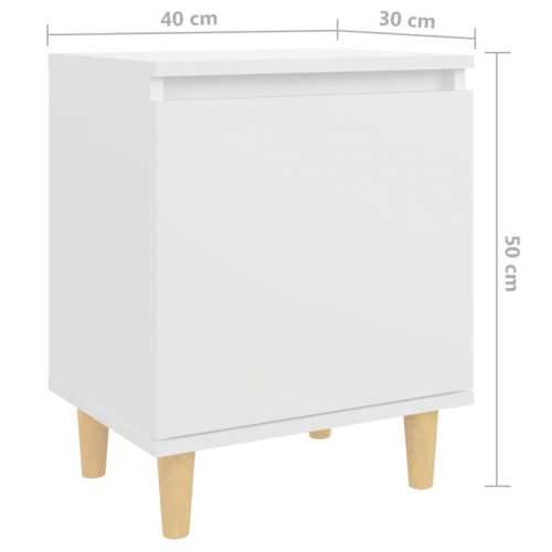 Noćni ormarić s nogama od masivnog drva bijeli 40 x 30 x 50 cm - Bijela 1 Cijena