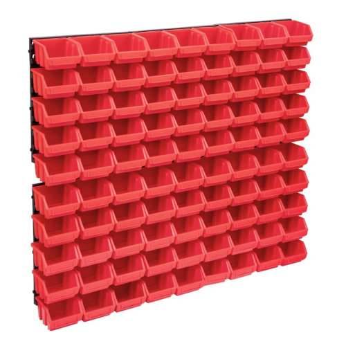 96-dijelni set kutija za pohranu sa zidnim pločama crveno-crni