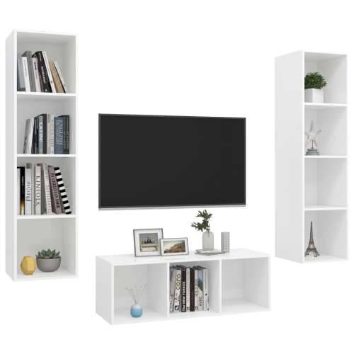 3-dijelni set TV ormarića bijeli od konstruiranog drva - Bijela 1 Cijena