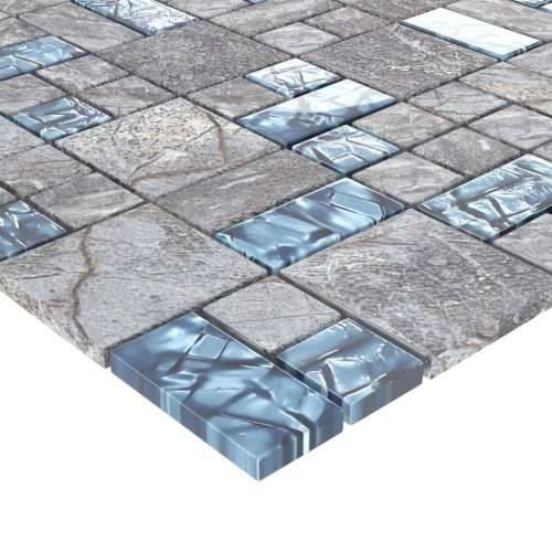 Pločice s mozaikom 11 kom sivo-plave 30 x 30 cm staklene Cijena
