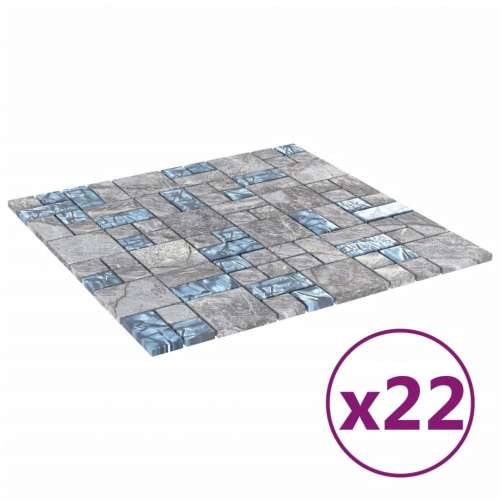 Pločice s mozaikom 22 kom sivo-plave 30 x 30 cm staklene Cijena