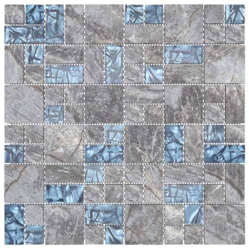 Pločice s mozaikom 22 kom sivo-plave 30 x 30 cm staklene Cijena
