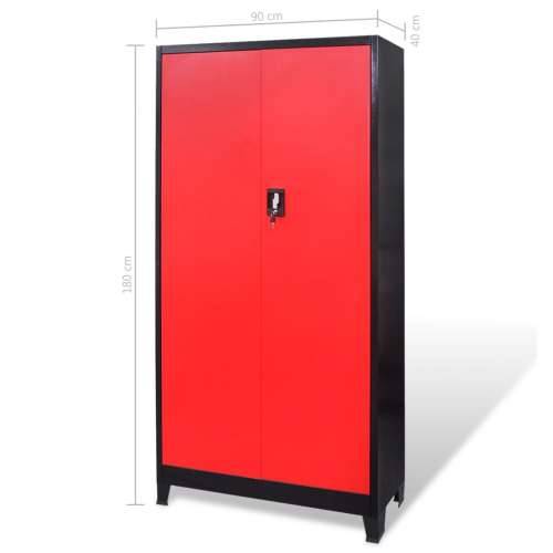 Ormar za alat s kutijom čelični 90 x 40 x 180 cm crveno-crni  Cijena