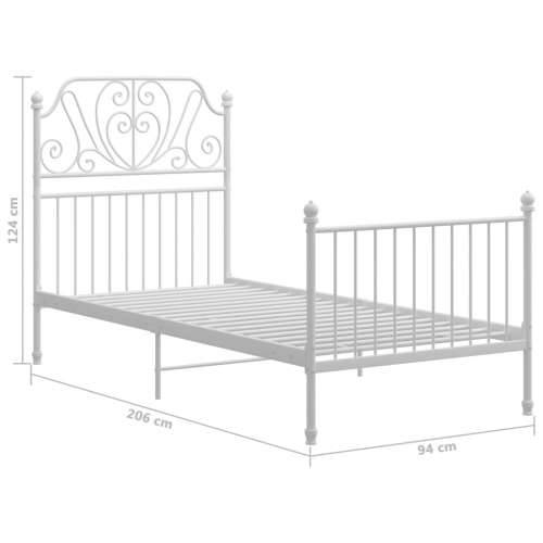 Okvir za krevet bijeli metalni 90 x 200 cm - Bijela 90 x 200 cm Cijena