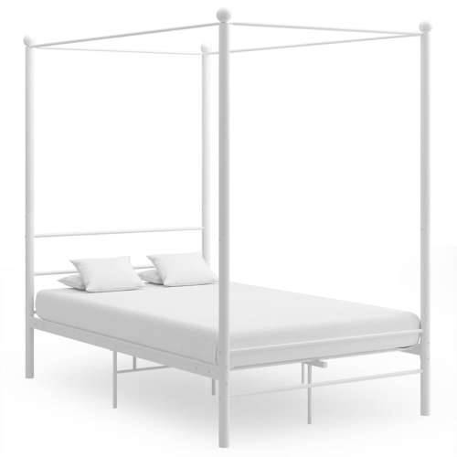 Okvir za krevet s nadstrešnicom bijeli metalni 120 x 200 cm  - Bijela 120 x 200 cm Cijena