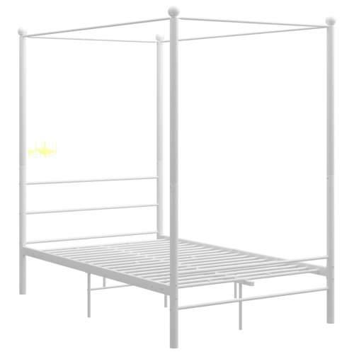 Okvir za krevet s nadstrešnicom bijeli metalni 120 x 200 cm  - Bijela 120 x 200 cm Cijena