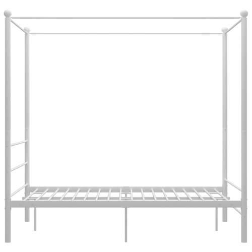 Okvir za krevet s nadstrešnicom bijeli metalni 120 x 200 cm  - Bijela 120 x 200 cm Cijena