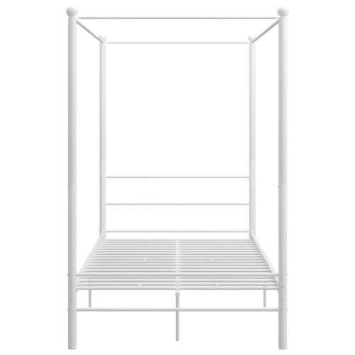Okvir za krevet s nadstrešnicom bijeli metalni 120 x 200 cm  - Bijela 120 x 200 cm Cijena
