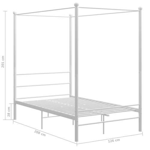 Okvir za krevet s nadstrešnicom bijeli metalni 120 x 200 cm  - Bijela 120 x 200 cm Cijena