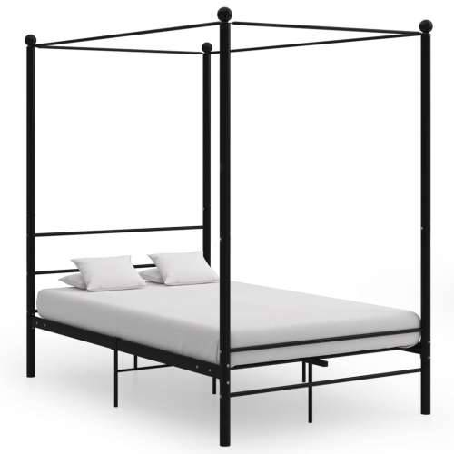 Okvir za krevet s nadstrešnicom crni metalni 140 x 200 cm  - Crna 140 x 200 cm Cijena